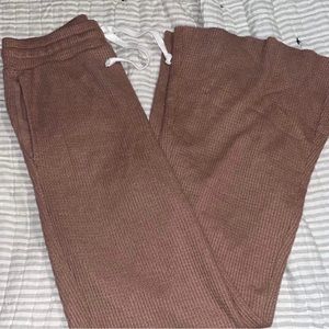 Waffle knit flare pants